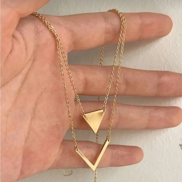 Elegant Gold Triangle Necklace R72 - Picture 3 of 3